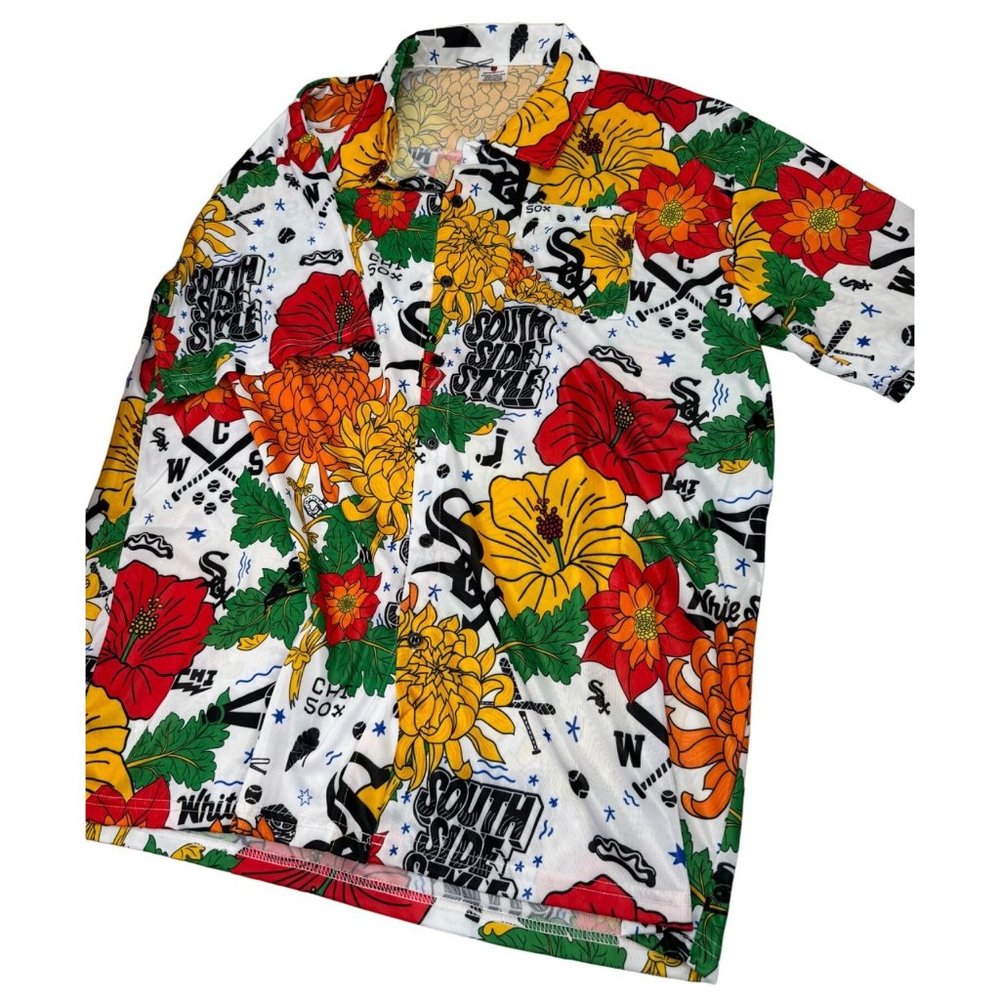 Chicago White Sox Hawaiian Shirt Button Up Short Sleeve Semi Sheer Baseball XL